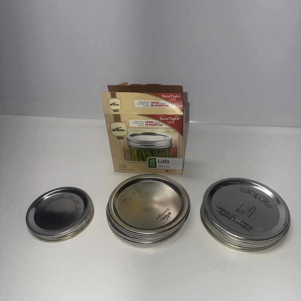 Kerr Ball Wide Mouth Jar Lids 20 count (8new) Lot Sure Tight Lids self reliance
